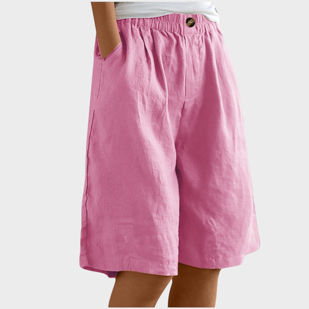 Isabela | Short de Linho Midi Solto e Elegante