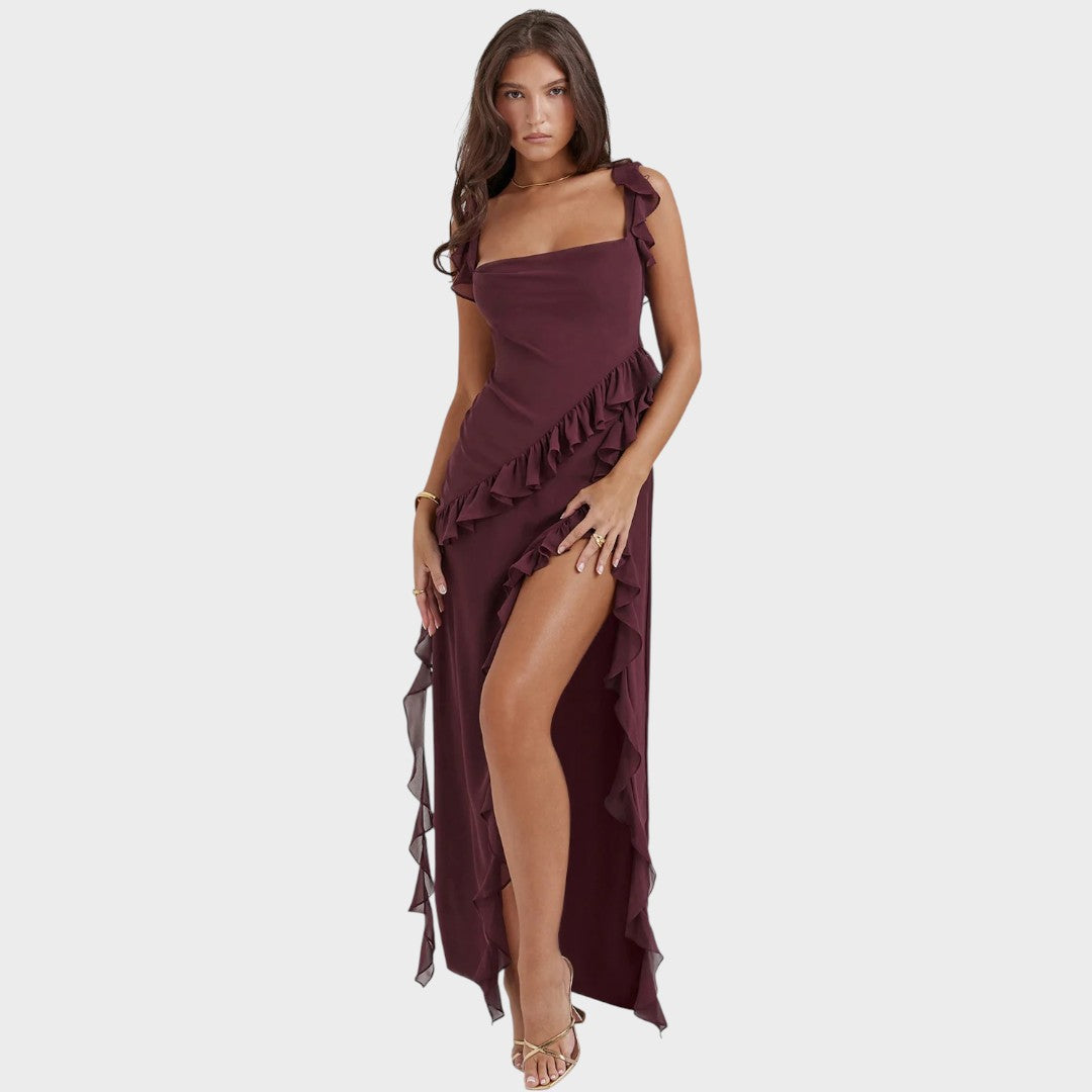 Amira | Vestido Longo Bordô