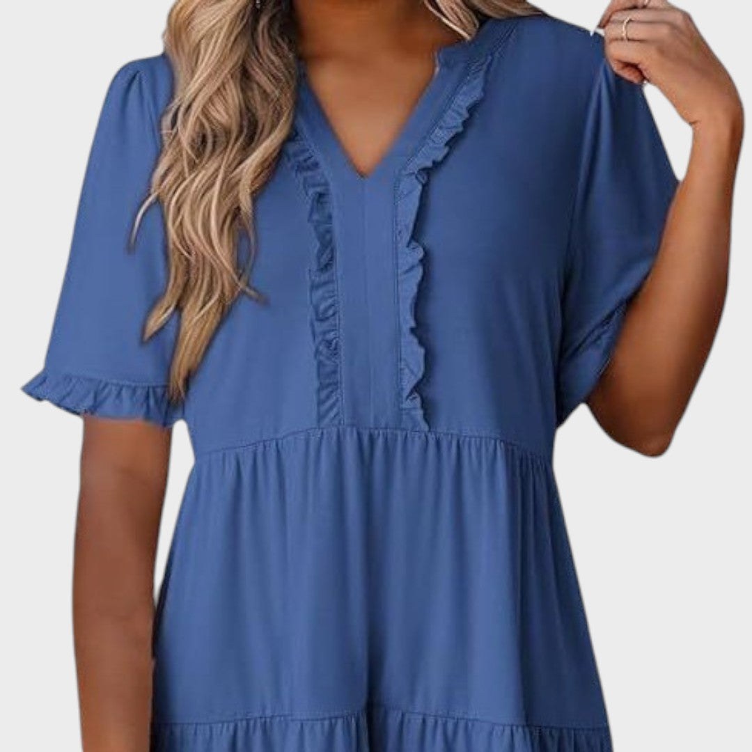 Barbara | Vestido Curto Casual com Decote em V