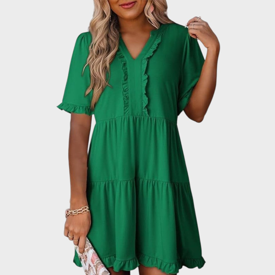 Barbara | Vestido Curto Casual com Decote em V