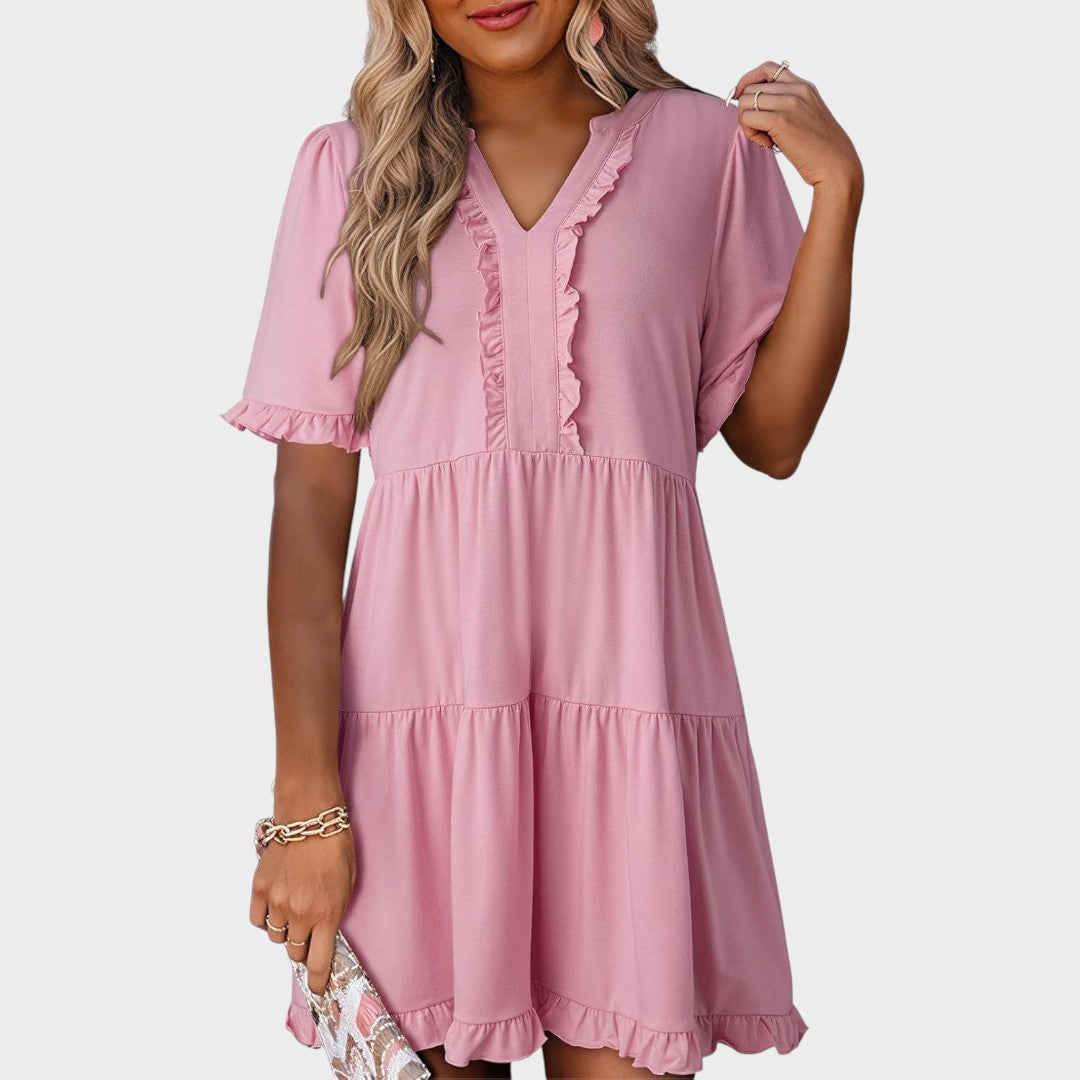 Barbara | Vestido Curto Casual com Decote em V