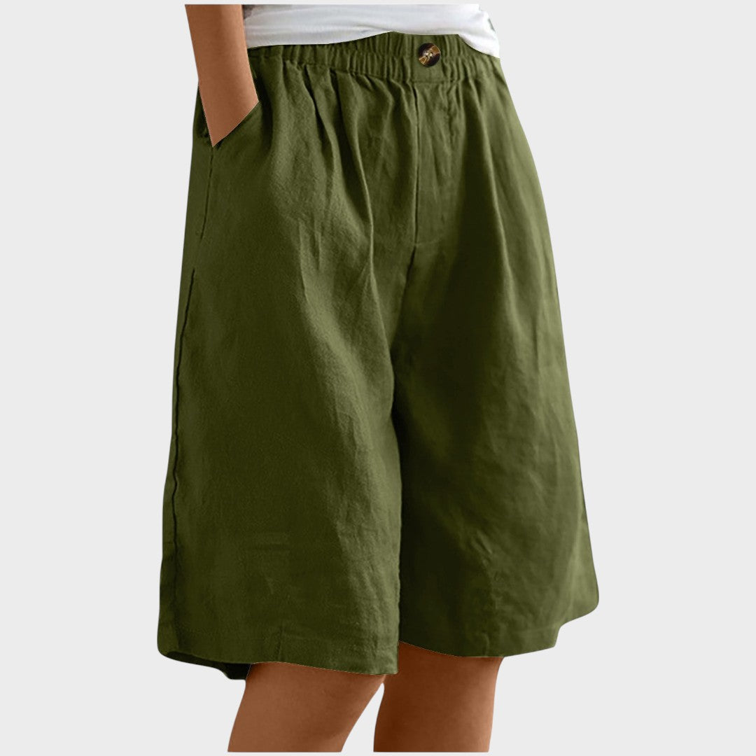 Isabela | Short de Linho Midi Solto e Elegante