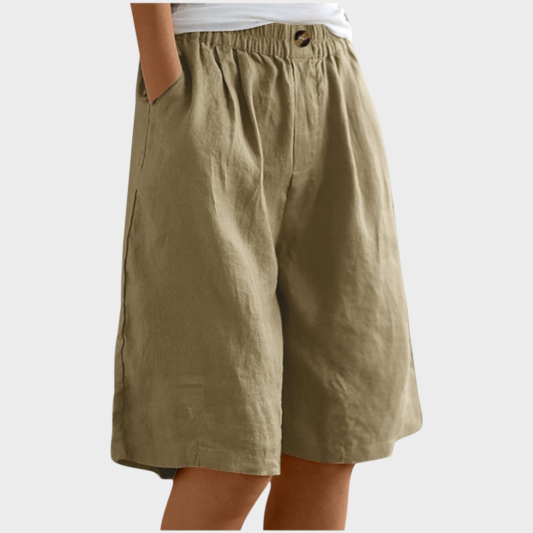 Isabela | Short de Linho Midi Solto e Elegante