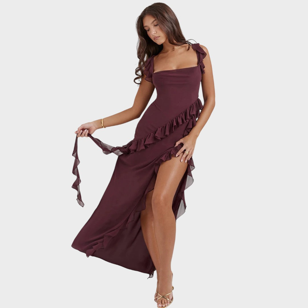 Amira | Vestido Longo Bordô