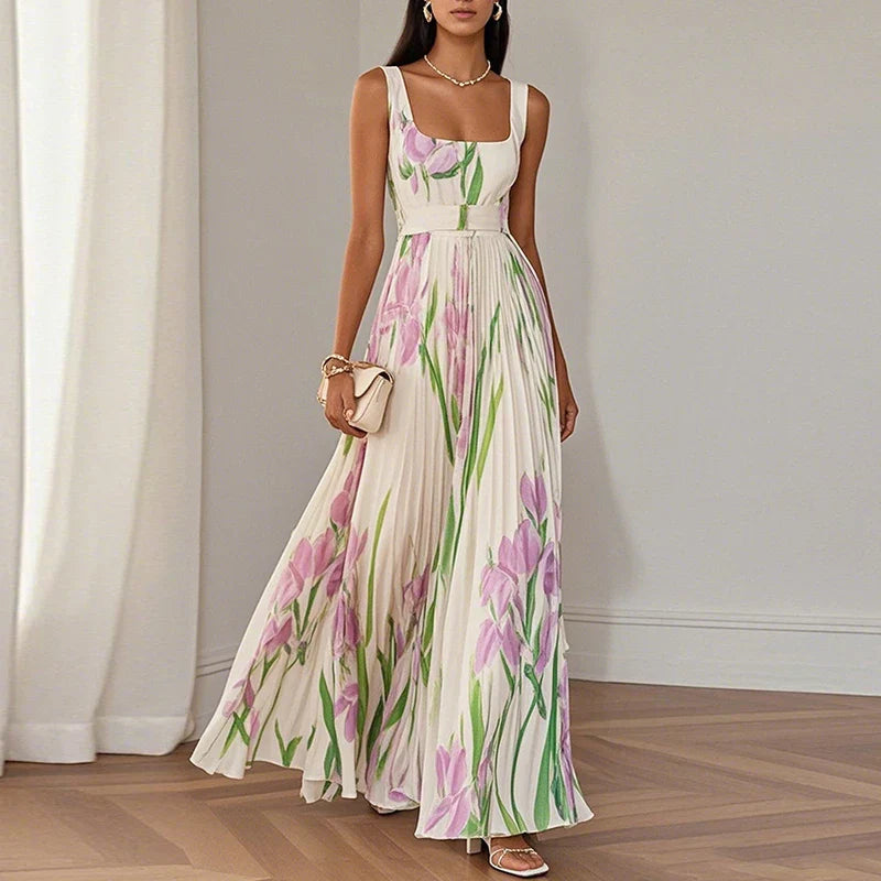 Lidia | Vestido Maxi Floral Elegante em Linha A