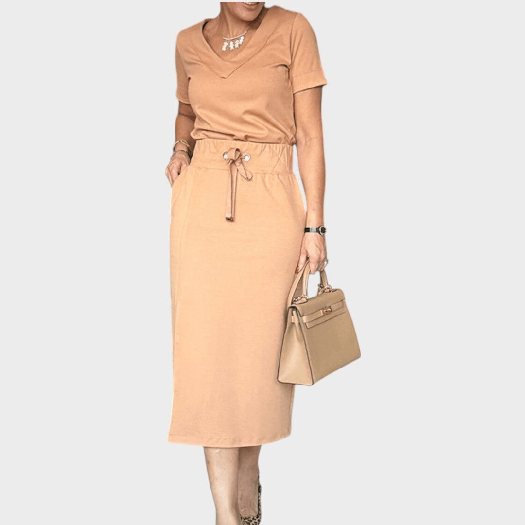 Aria | Elegante Top Con Escote En V Y Falda