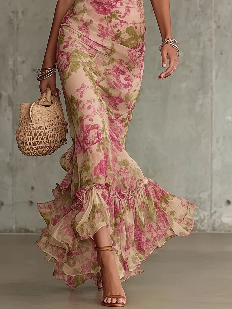 Valentina | Vestido Maxi Floral com Mangas Bufantes que Encanta à Primeira Vista