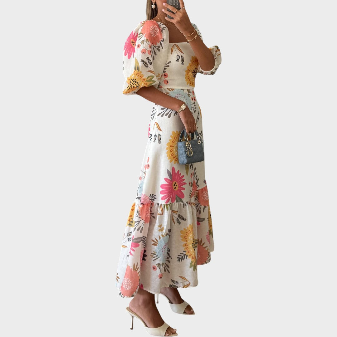 Teressa | Vestido Midi com Mangas Bufantes