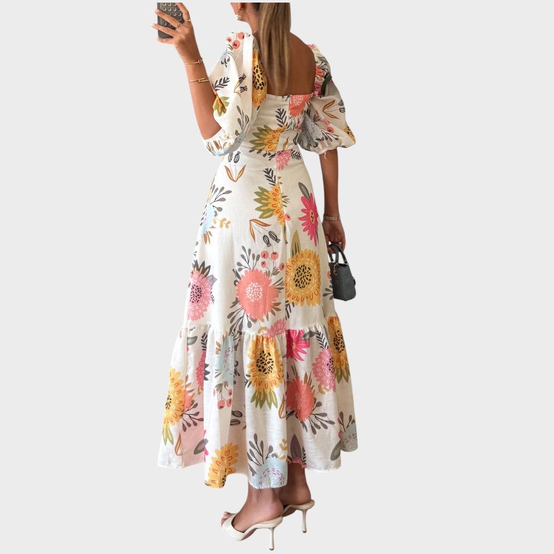 Teressa | Vestido Midi com Mangas Bufantes