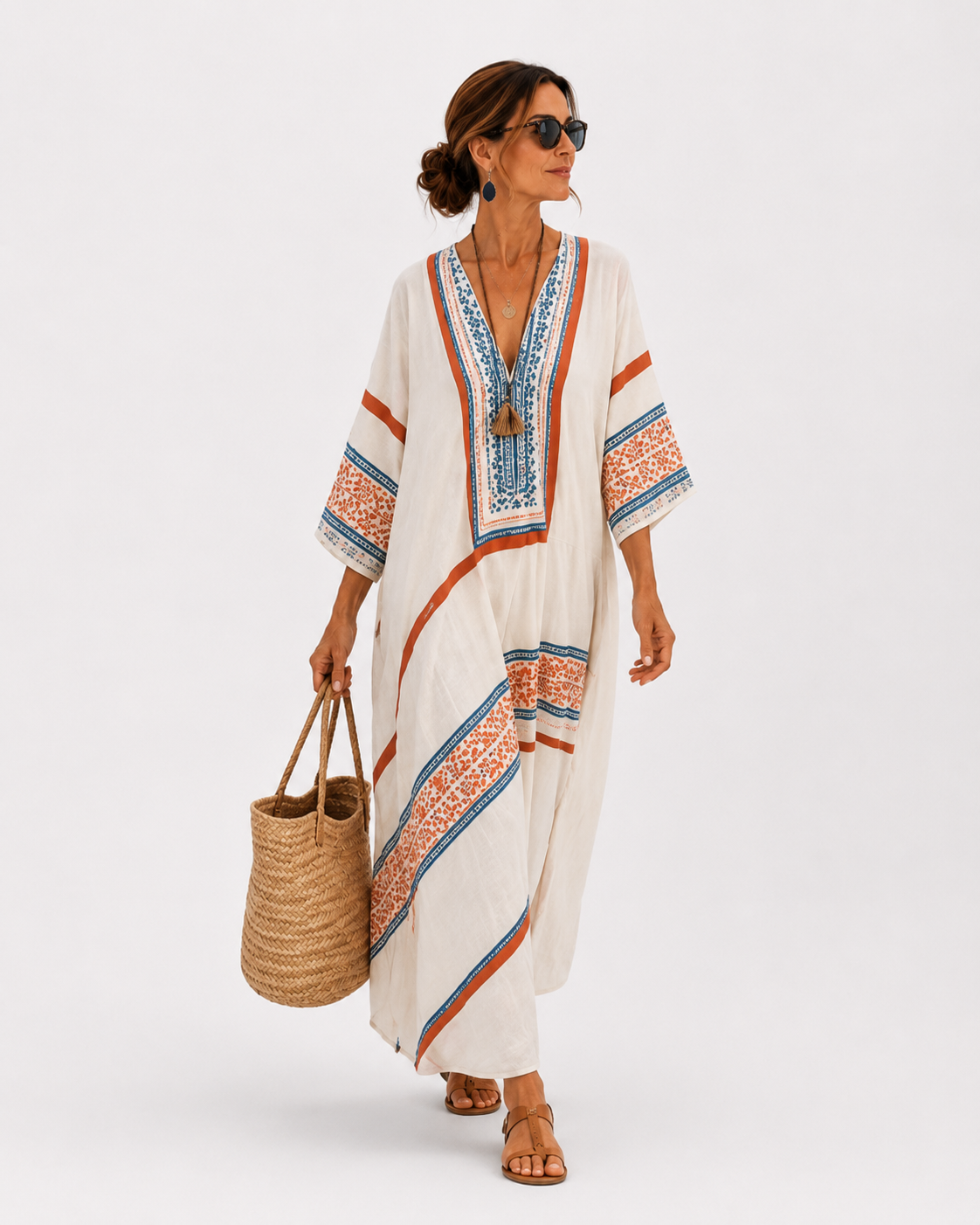 Caftan Amira Branco Étnico