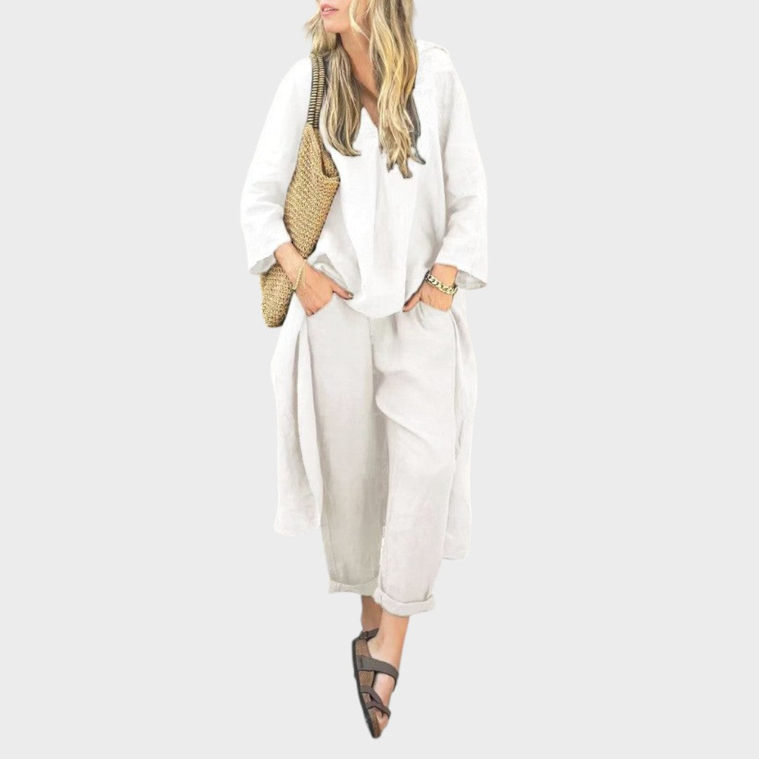 Solura | Conjunto De Dos Piezas De Algodón Con Line En V