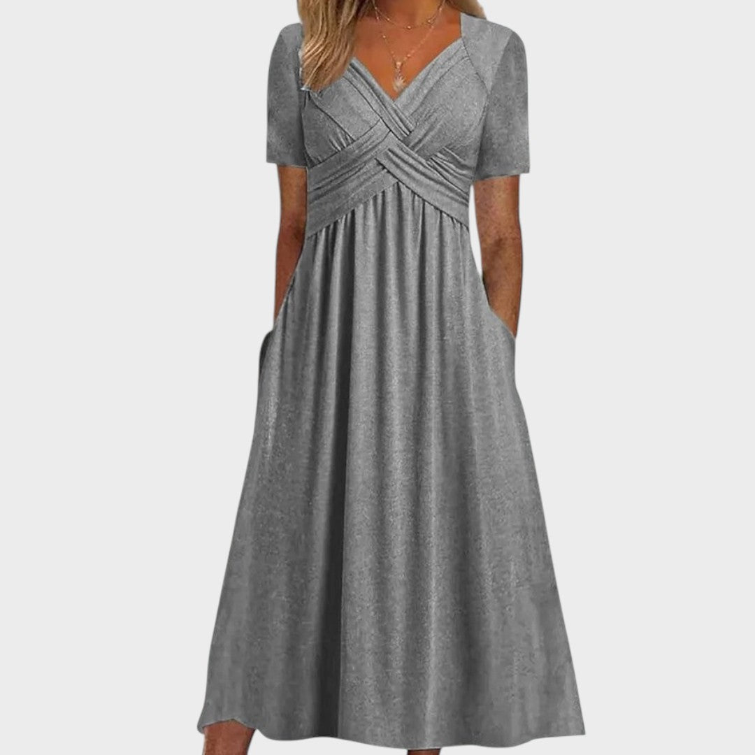 Eva | Vestido Midi Casual com Corte Soltinho e Design Atemporal