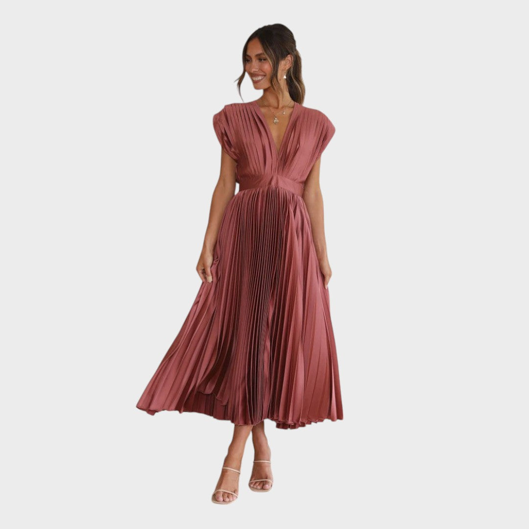 Liora | Elegante Vestido Plissado Sem Mangas com Zíper Discreto