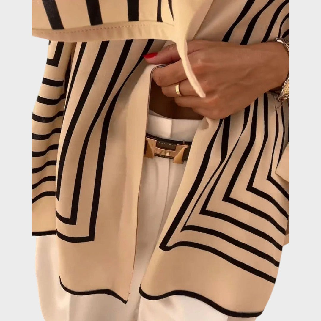 Marbella | Camisa Fluida de Listras em Tons Neutros