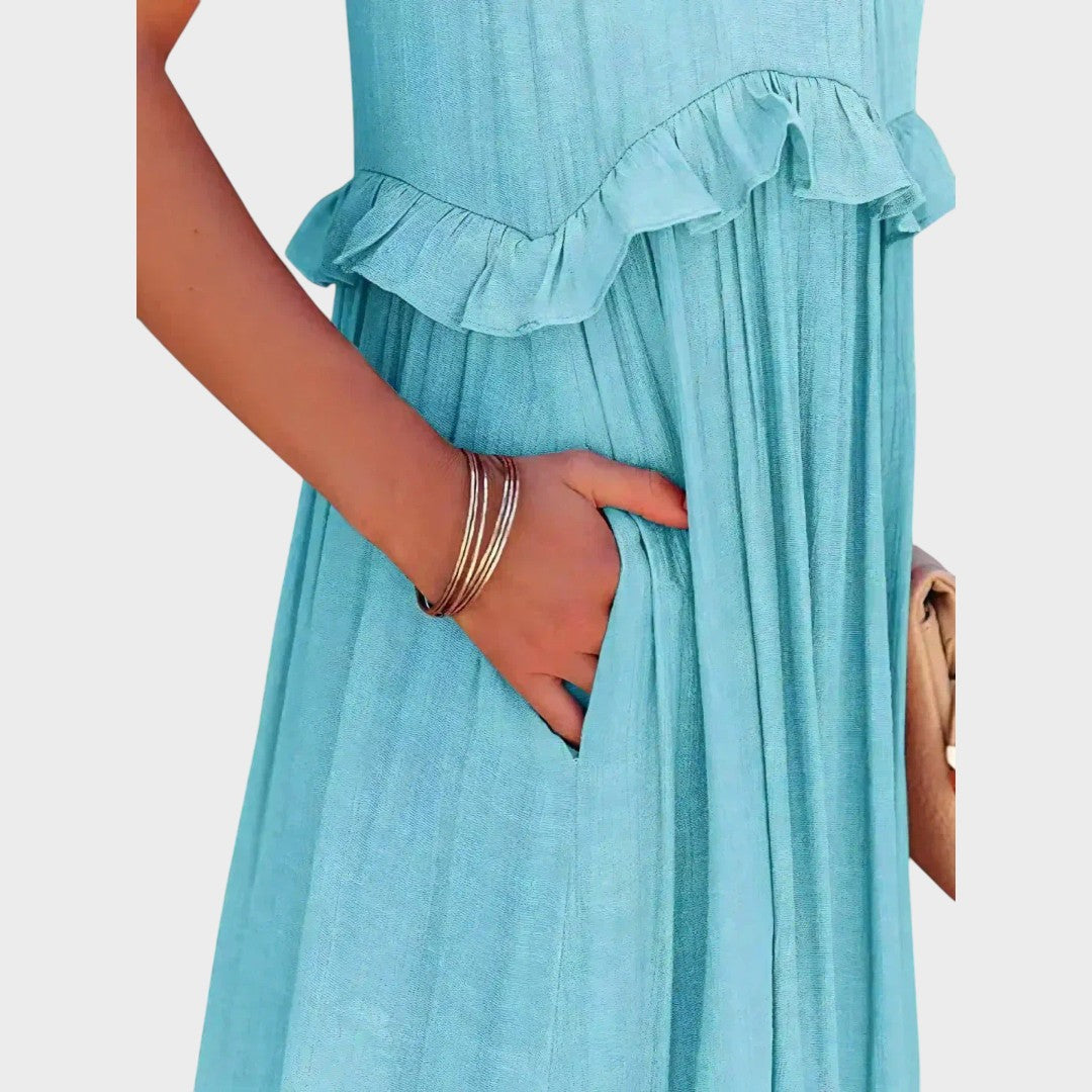 Landry | Vestido Sem Mangas com Acabamento de Babados