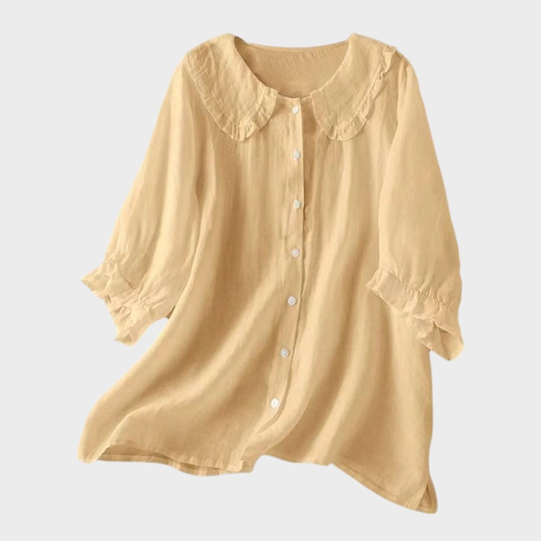 Adele | Blusa de Linho Fluida com Gola Elegante