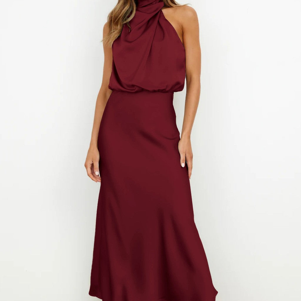 Chantal | Elegante Vestido de Cetim Fluido para Jantares e Cerimônias