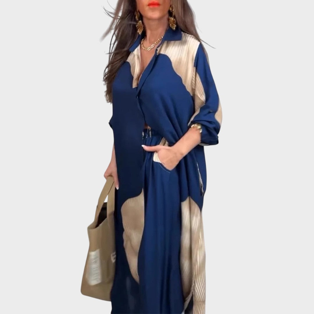 Velmira | Conjunto Elegante de Duas Peças com Blusa Fluida e Calça Pantalona