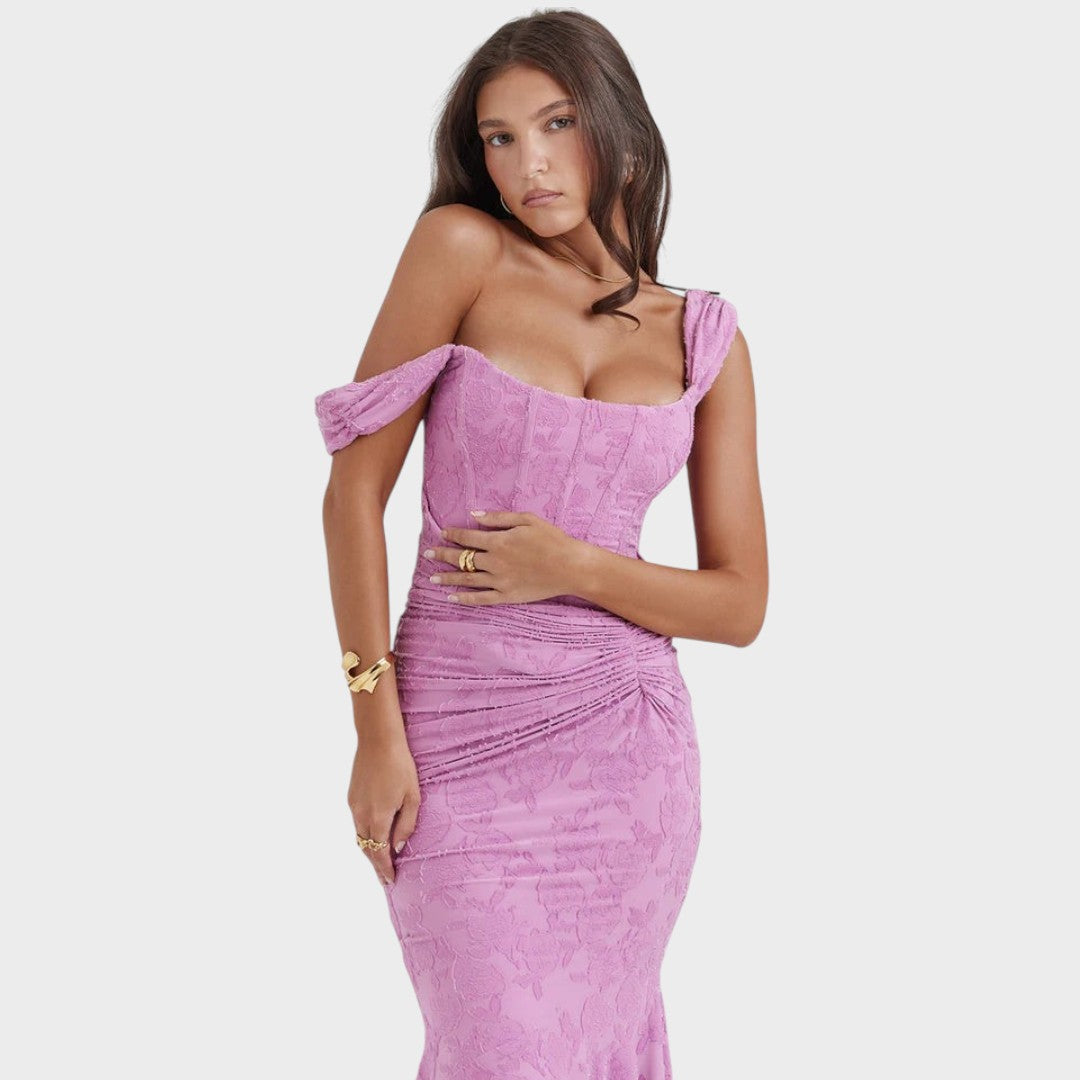 Ashley | Elegante Vestido Ajustado com Drapeado Fino para Ocasiões Especiais