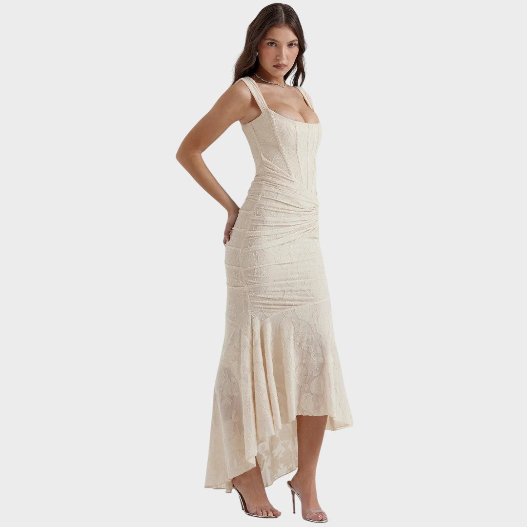 Ashley | Elegante Vestido Ajustado com Drapeado Fino para Ocasiões Especiais