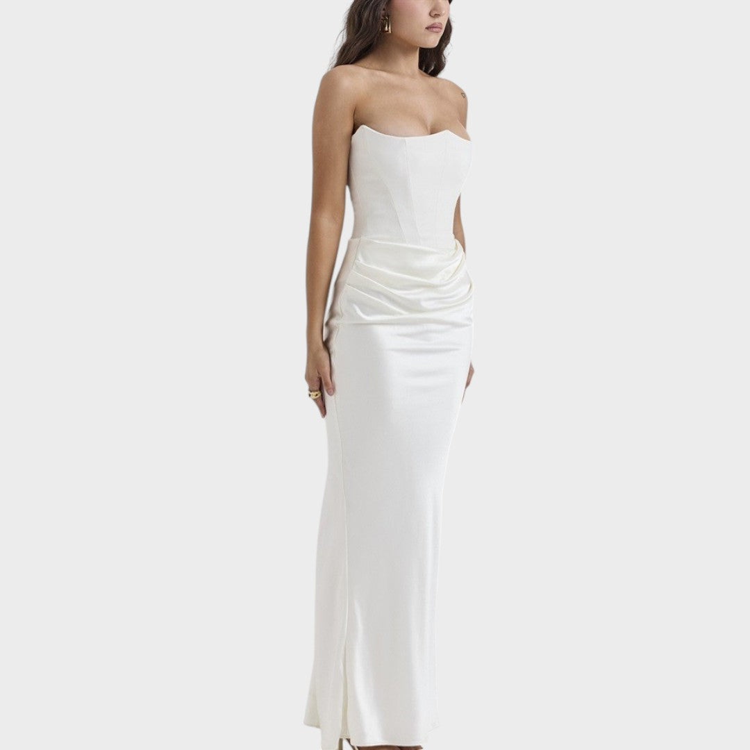 Flora | Vestido de Cetim com Top Incorporado