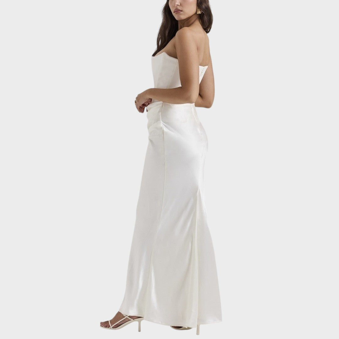 Flora | Vestido de Cetim com Top Incorporado