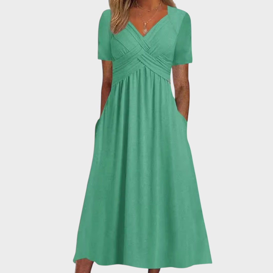 Eva | Vestido Midi Casual com Corte Soltinho e Design Atemporal