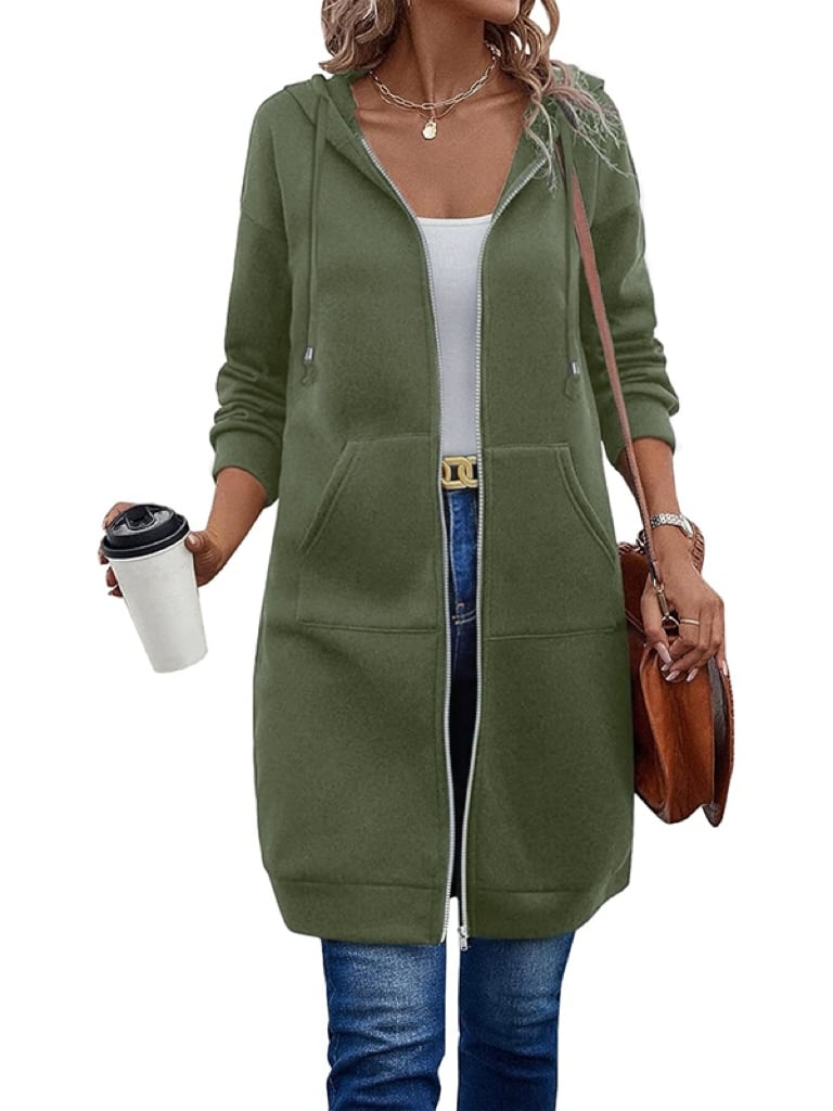 Dfida - Moletom com Capuz e Zíper em Fleece Casual