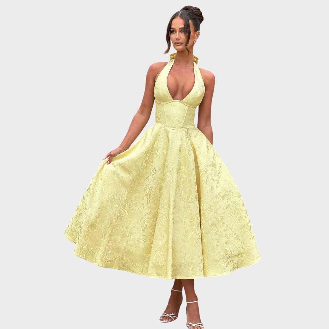 Catalina | Vestido Midi Romântico Fluido para Brunchs e Passeios de Fim de Semana