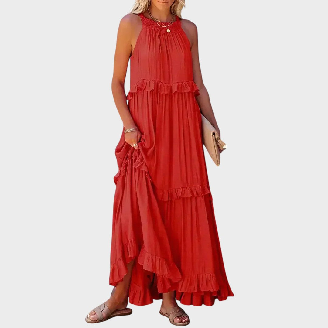 Landry | Vestido Sem Mangas com Acabamento de Babados