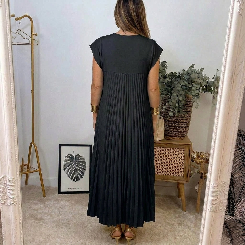 Ana | Vestido Longo Plissado Leve e Confortável com Bolsos