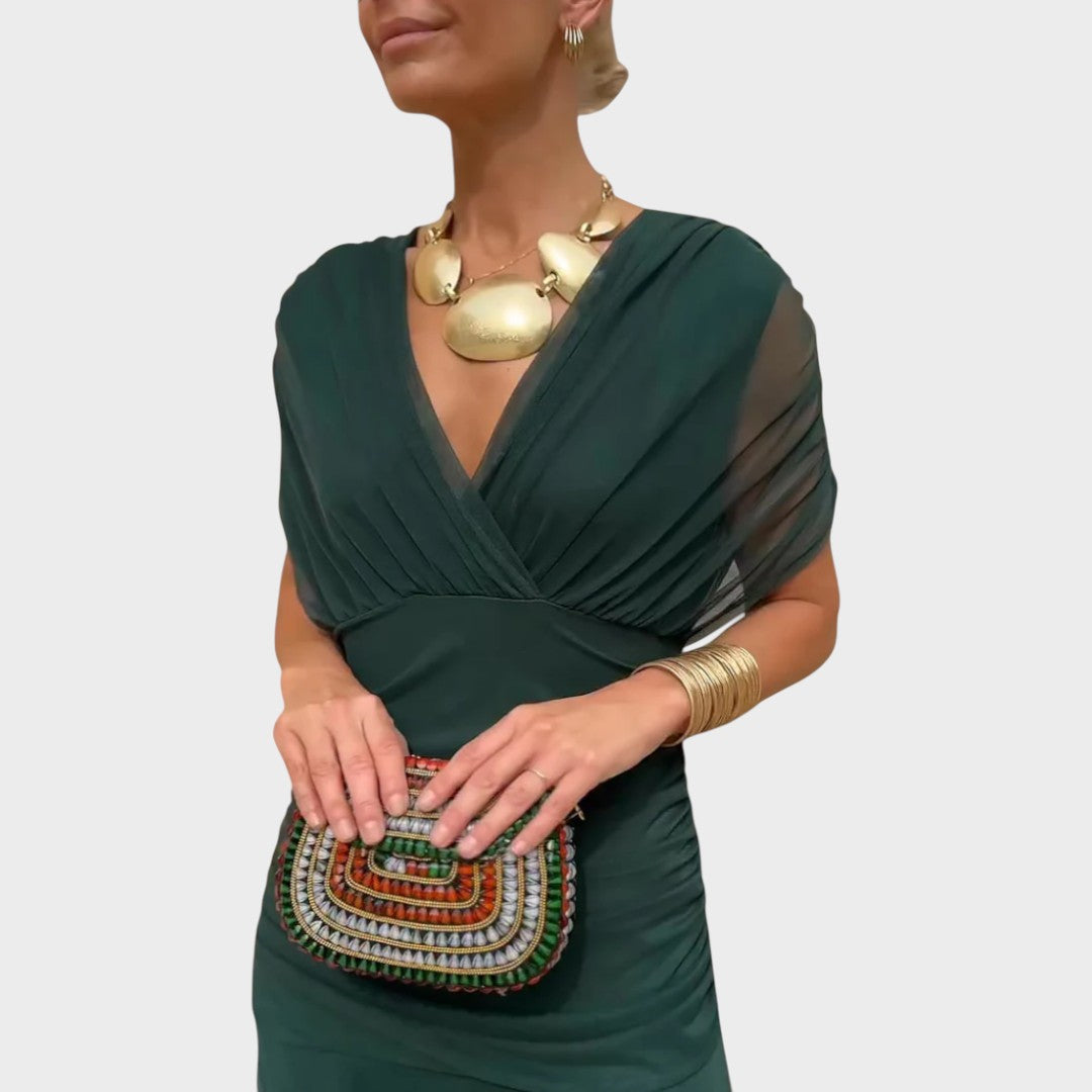 Lora | Vestido Longo com Decote em V e Estampa Floral