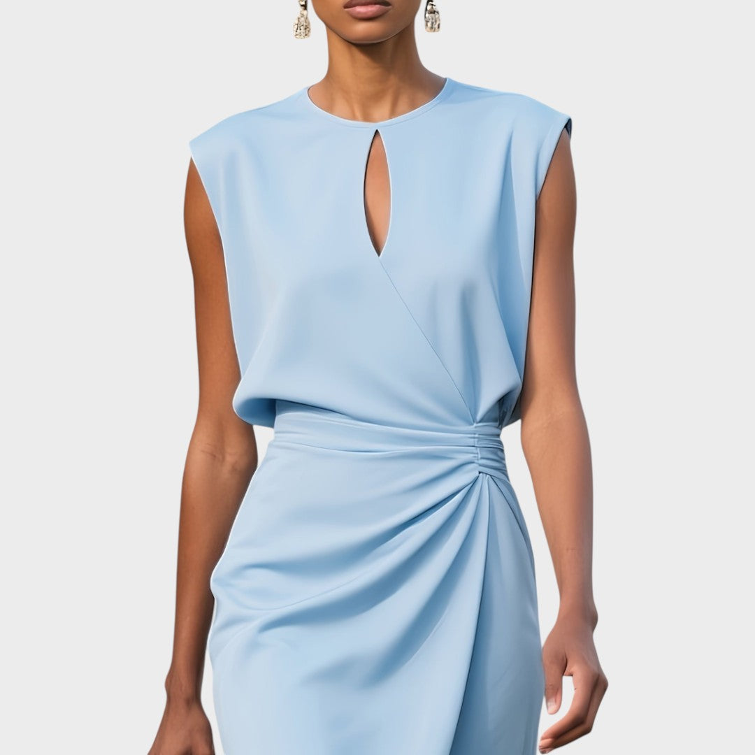 Moana | Vestido Midi de Manga Larga Con Cuello Redondo