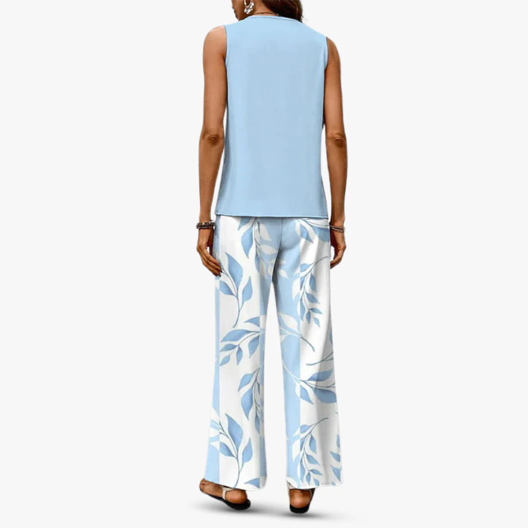 Elisa | Conjunto de Duas Peças Leve com Blusa Fluida e Calça Estampada