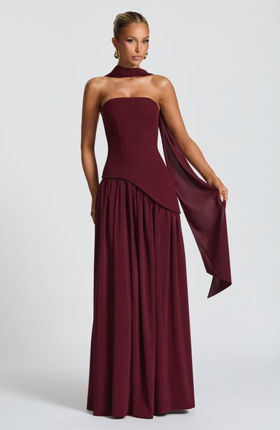 Julia | Vestido Longo Feminino com Fenda e Corpete Tomara que Caia