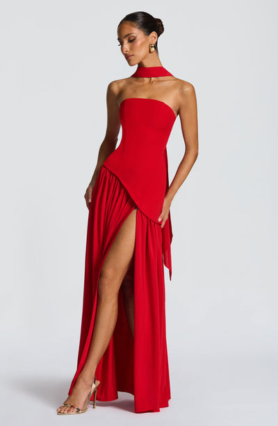 Julia | Vestido Longo Feminino com Fenda e Corpete Tomara que Caia
