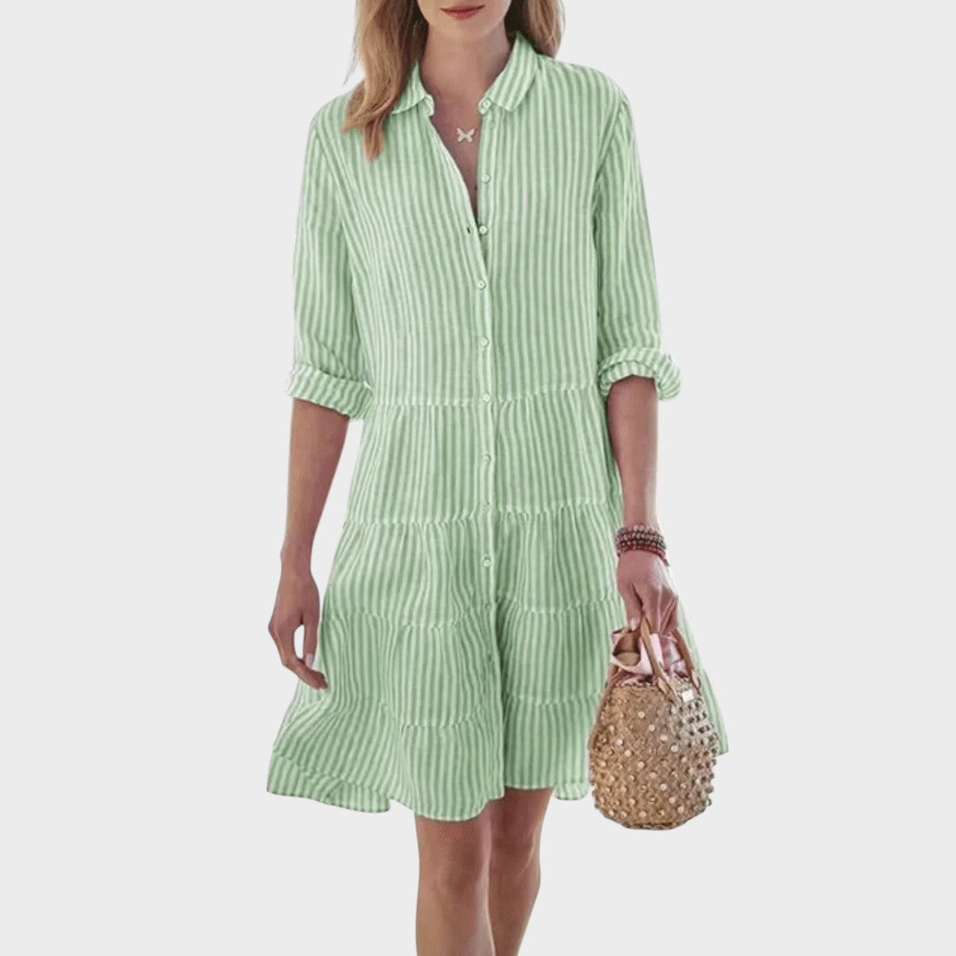 Lolita | Vestido Listrado Leve com Botões na Frente