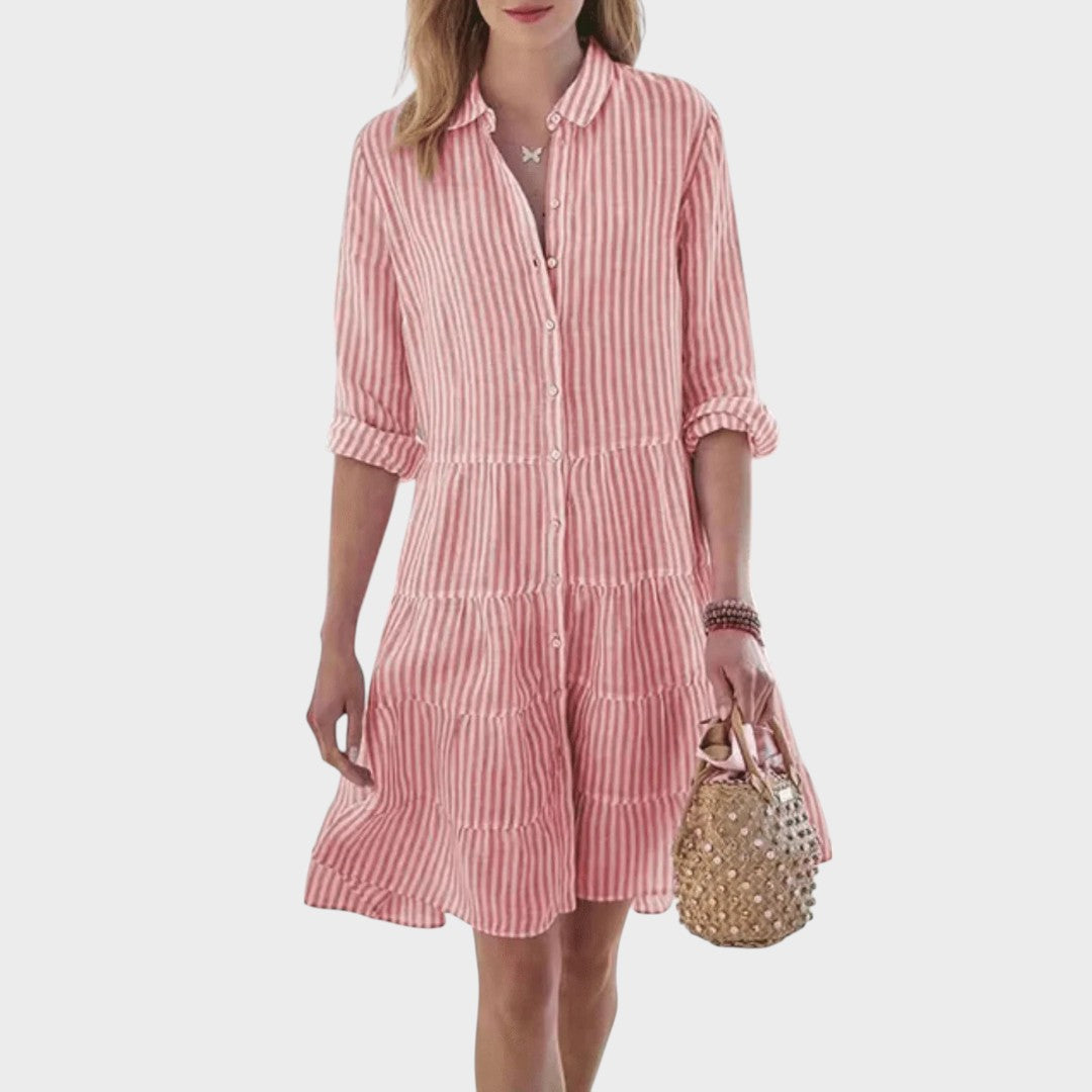 Lolita | Vestido Listrado Leve com Botões na Frente