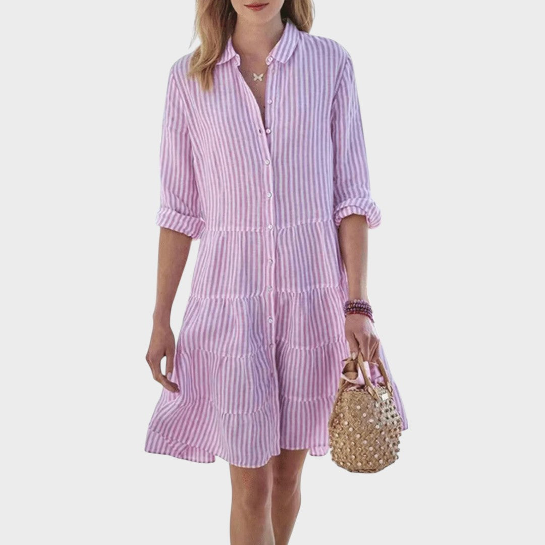 Lolita | Vestido Listrado Leve com Botões na Frente