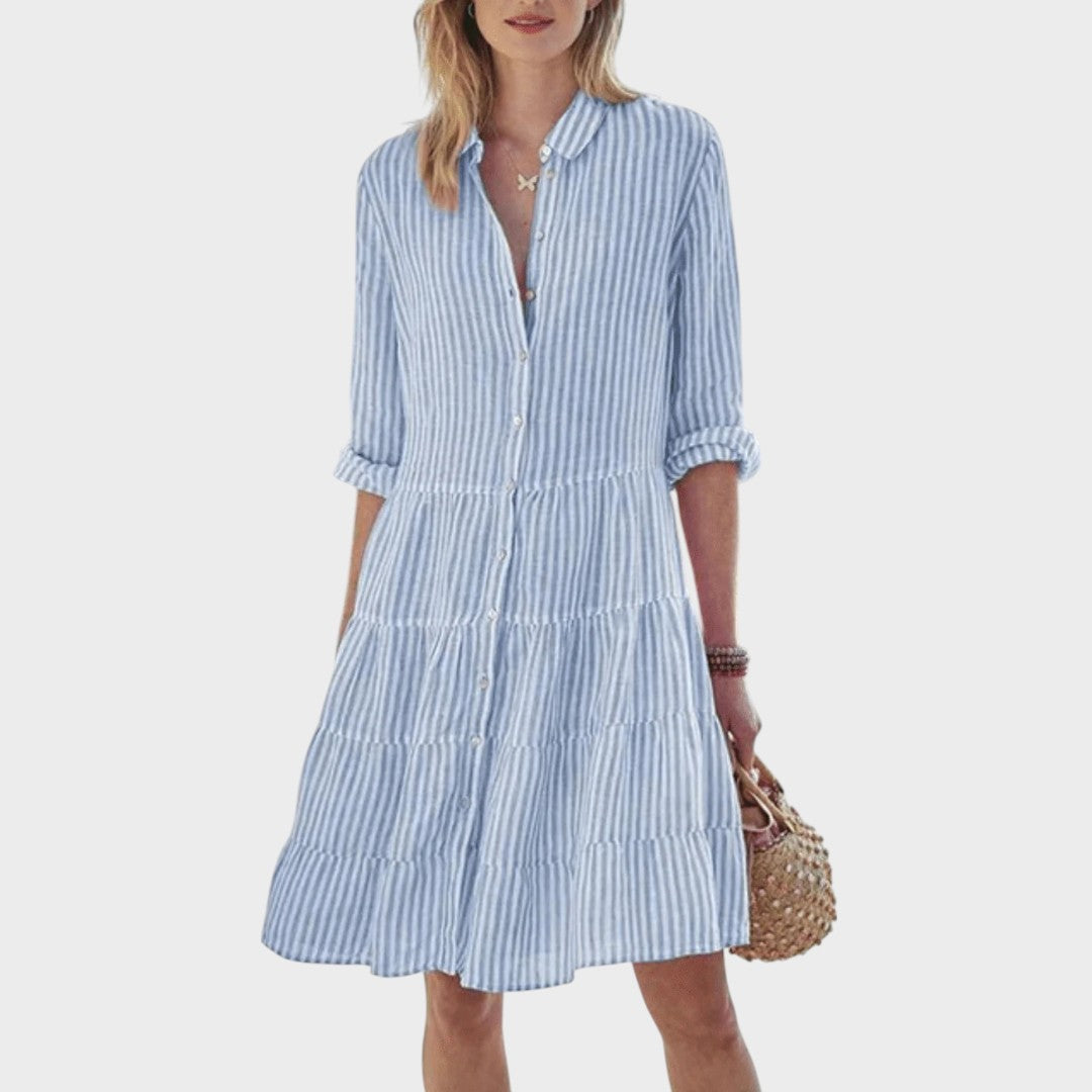 Lolita | Vestido Listrado Leve com Botões na Frente