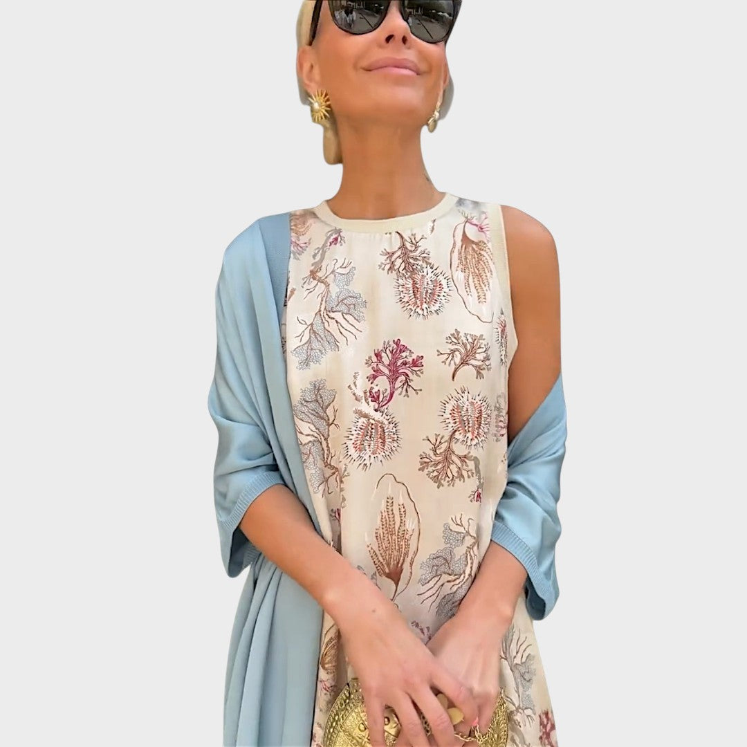 Bella | Conjunto de Duas Peças com Vestido e Quimono Estampado para o Verão