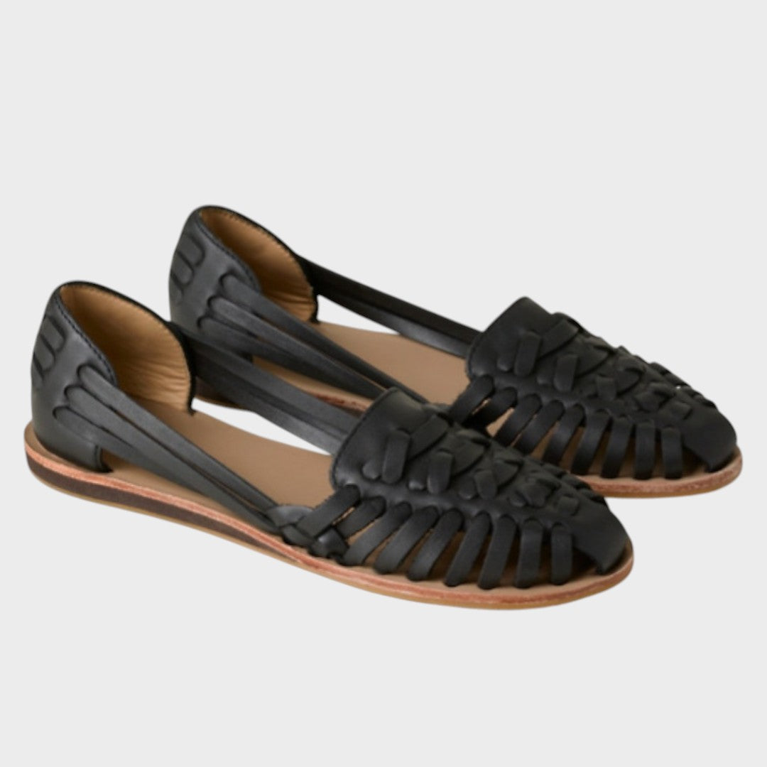 Grace | Sandália Rasteira Estilo Huarache de Couro Trançado Artesanal