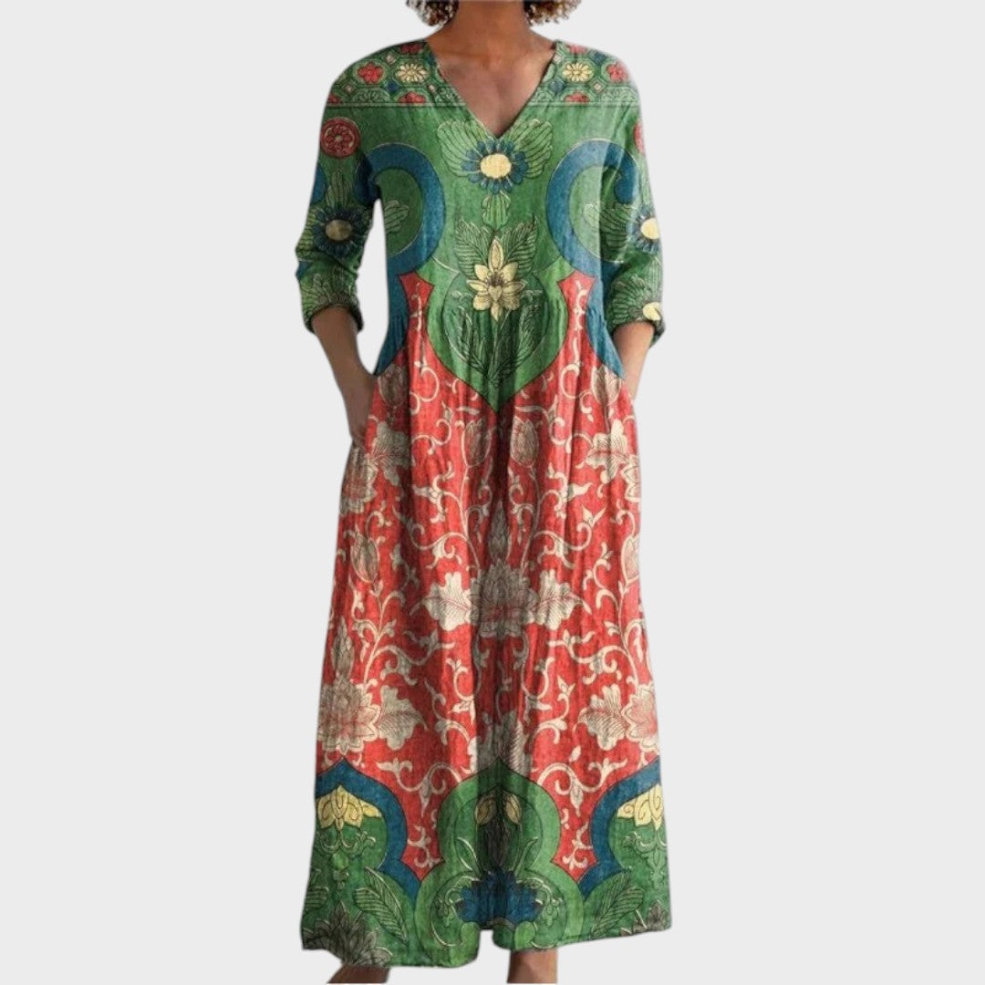 Benedicta | Vestido Longo Floral Vintage