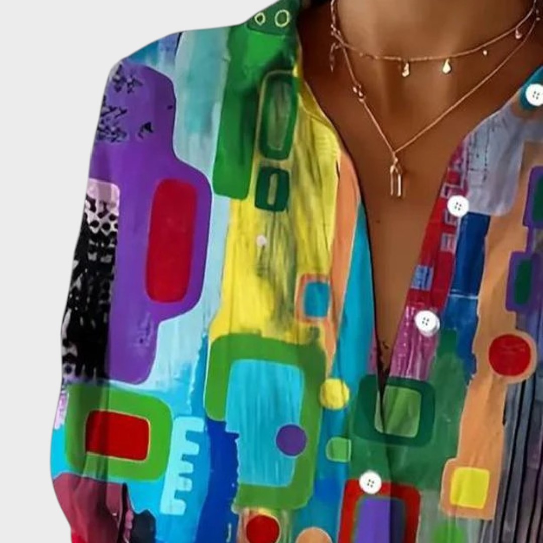 Estelle | Blusa Multicolorida com Caimento Drapeado
