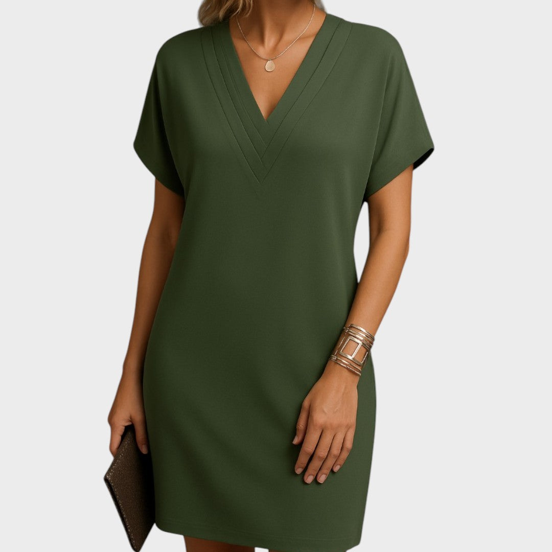 Elena | Elegante Vestido com Decote em V e Mangas com Fenda
