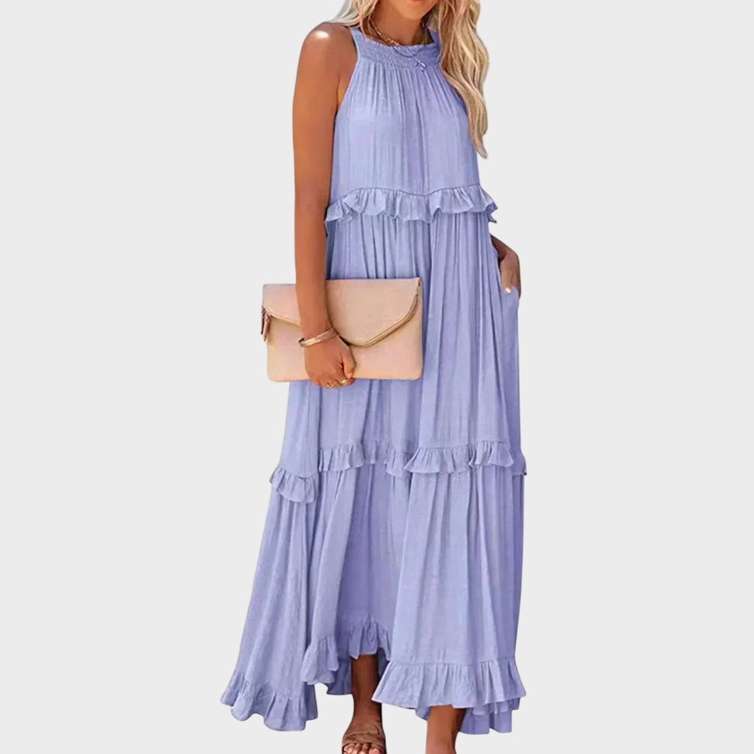 Landry | Vestido Sem Mangas com Acabamento de Babados