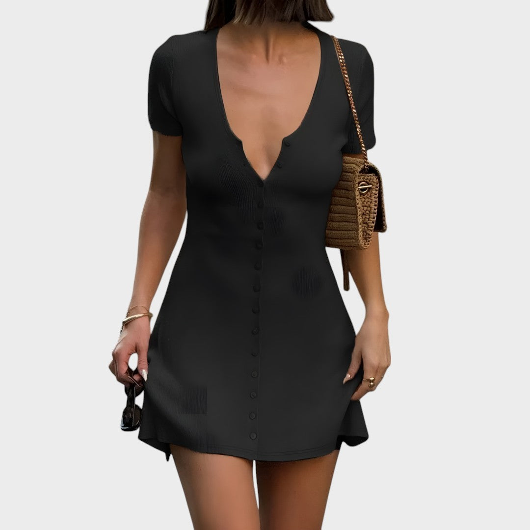 Francisca | Vestido Curto de Tricô Canelado