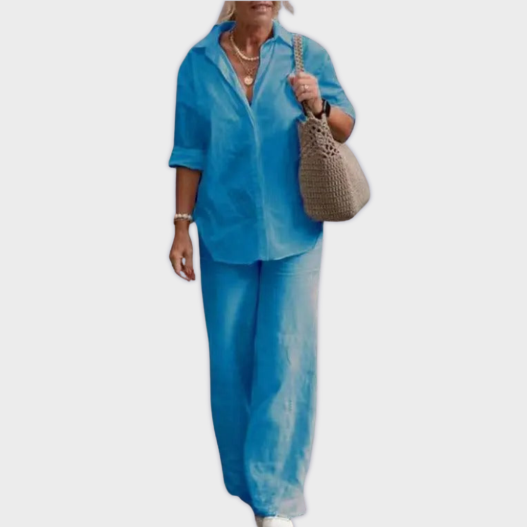 Senta | Conjunto de Camisa e Calça de Linho com Corte Solto e Atemporal