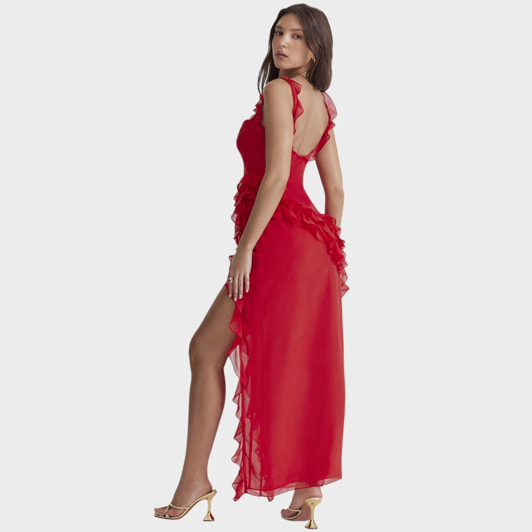 Amira | Vestido Longo Bordô