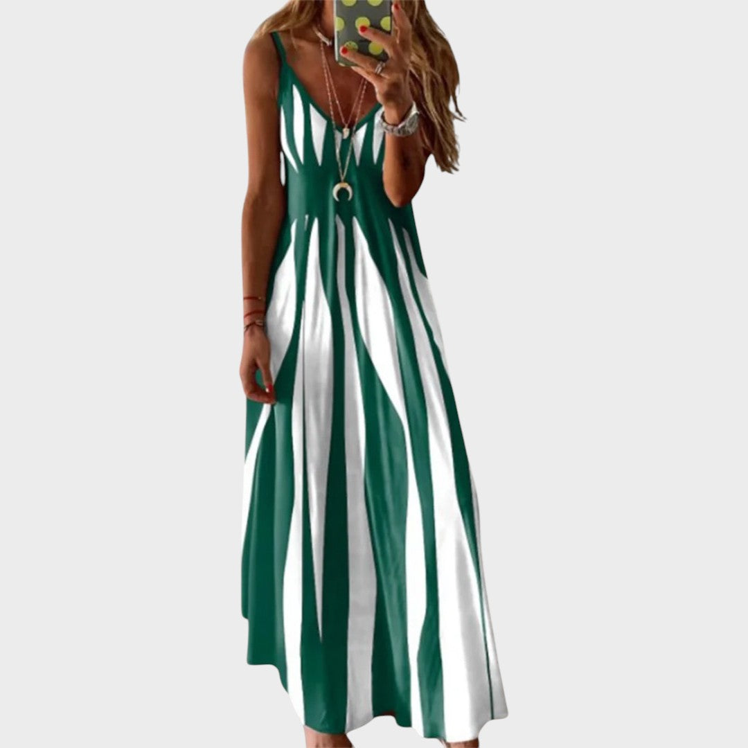 Anita | Vestido Longo Listrado Sem Mangas